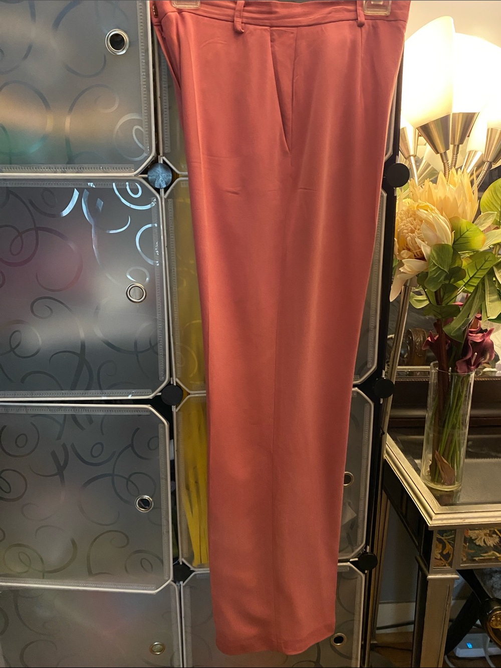 Josephine Chaus Coral Wide-Leg Trousers 100% Silk